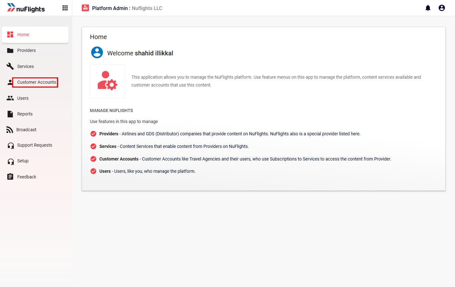 Customer Accounts page showing the Invite an Agency option