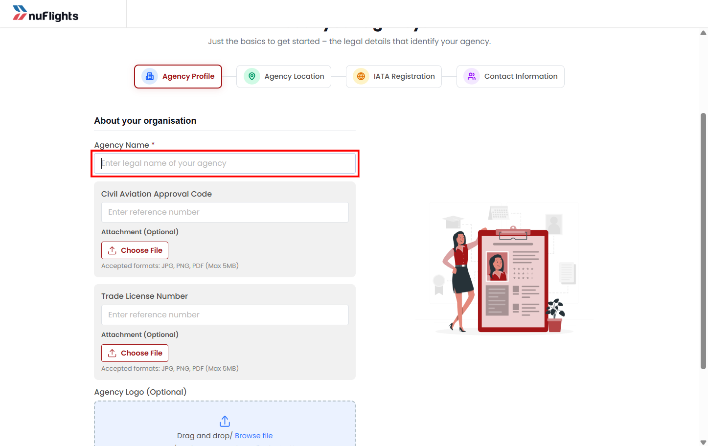 Sub-agency registration form for new accounts