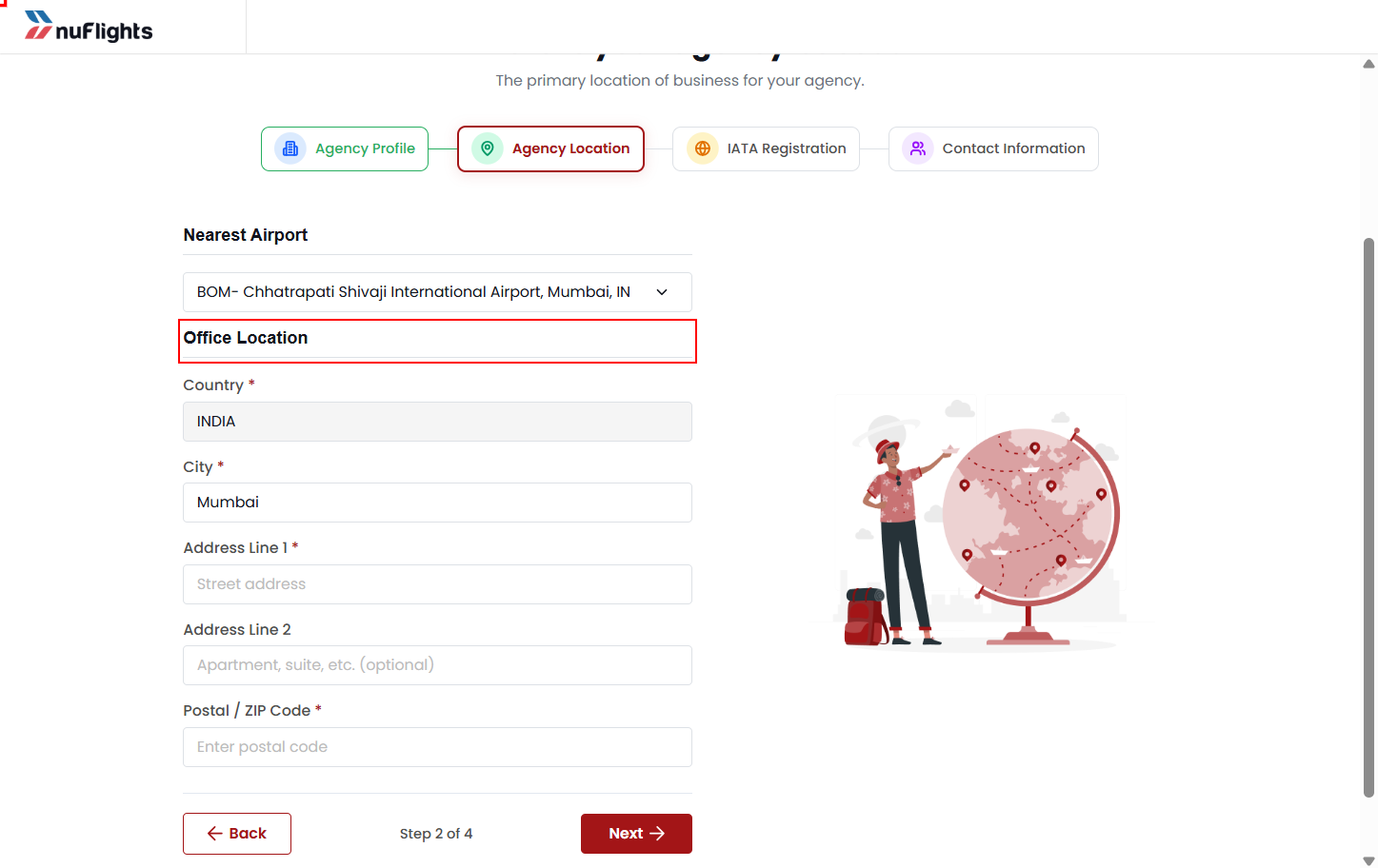 Sub-agency registration form for new accounts