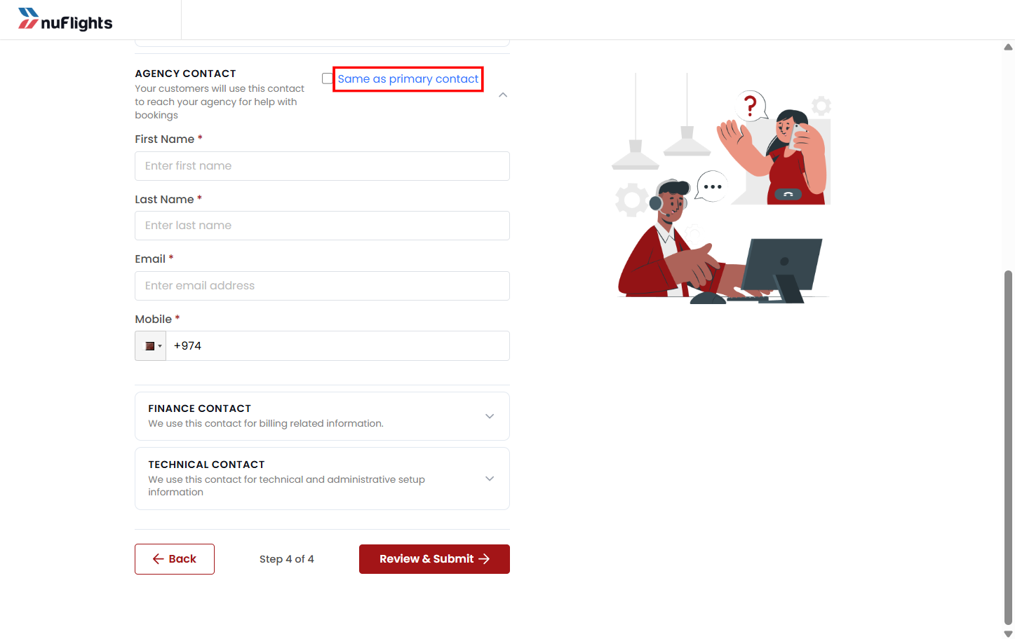 Sub-agency registration form for new accounts