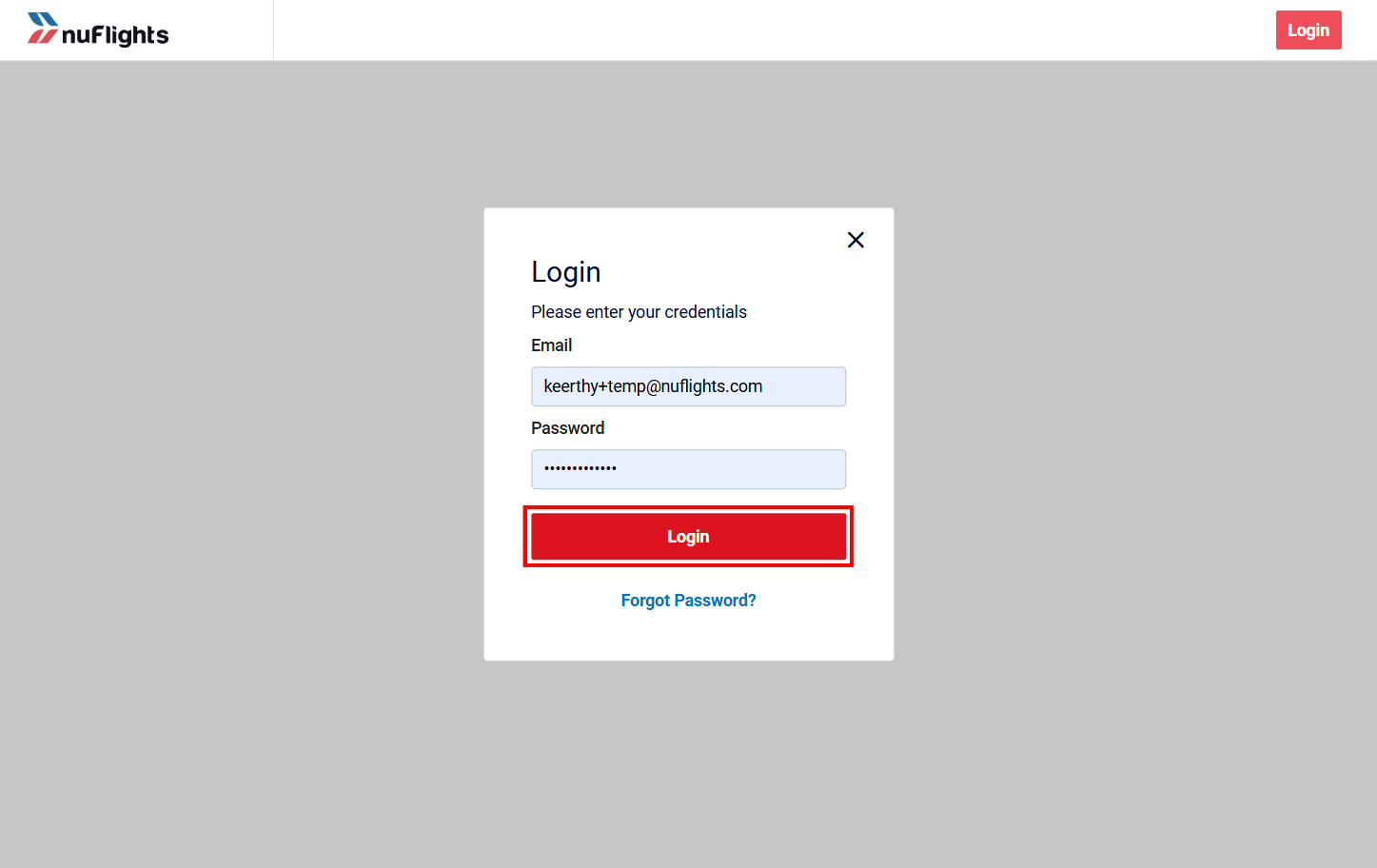 Login to NuFlights